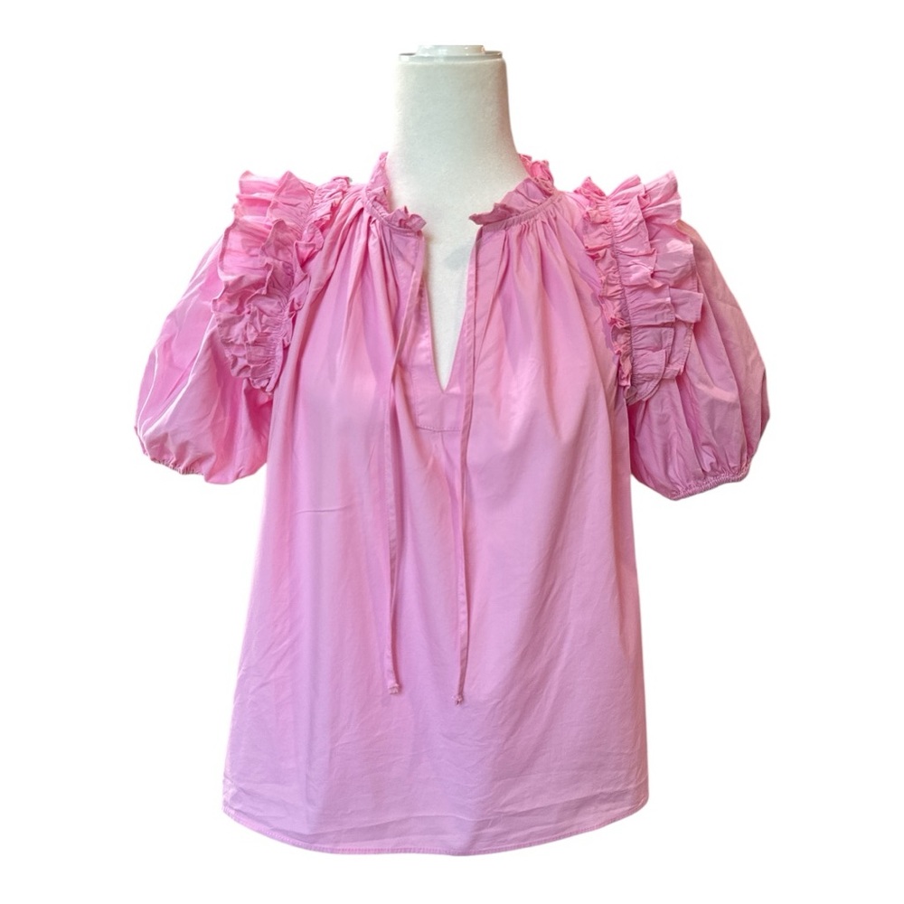 Buddy Love Tops Buddy Love Essie Pink Top Shirt Blouse Puff Sleeve Size S